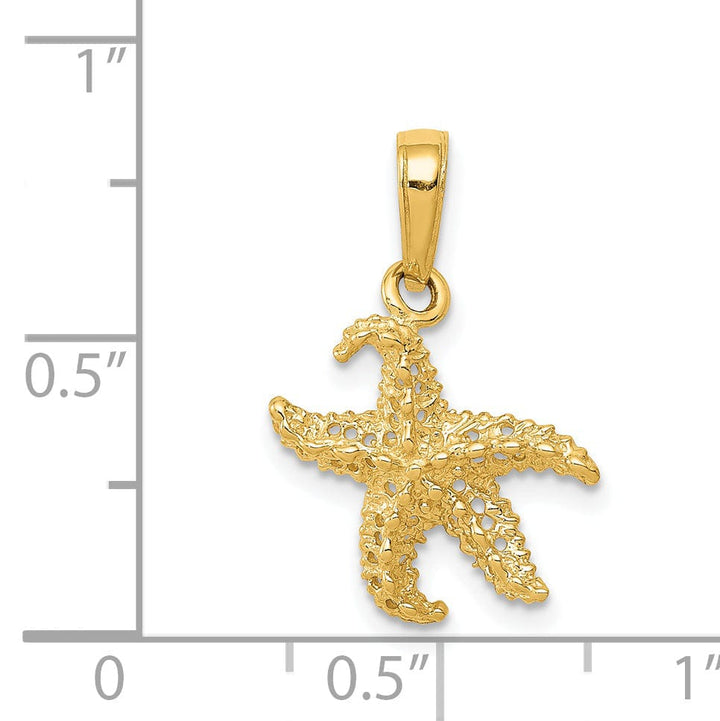 Lovely Rita's Pendants & Charms 14K Yellow Gold Polished Texture Finish Solid Beaded Design Starfish Charm Pendant