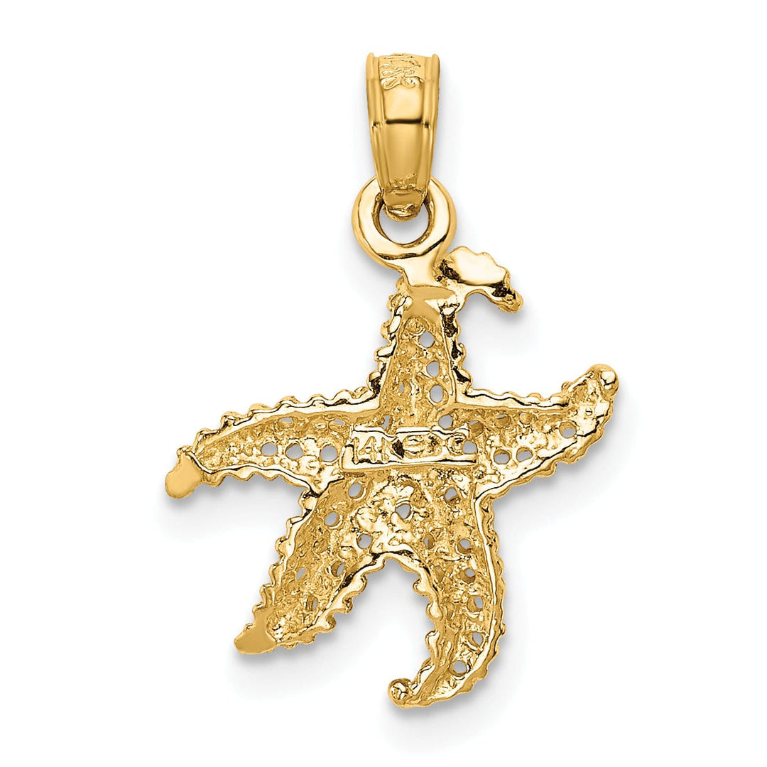 Lovely Rita's Pendants & Charms 14K Yellow Gold Polished Texture Finish Solid Beaded Design Starfish Charm Pendant