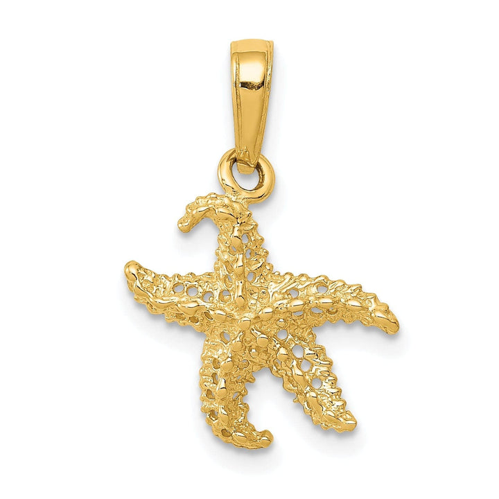 Lovely Rita's Pendants & Charms 14K Yellow Gold Polished Texture Finish Solid Beaded Design Starfish Charm Pendant