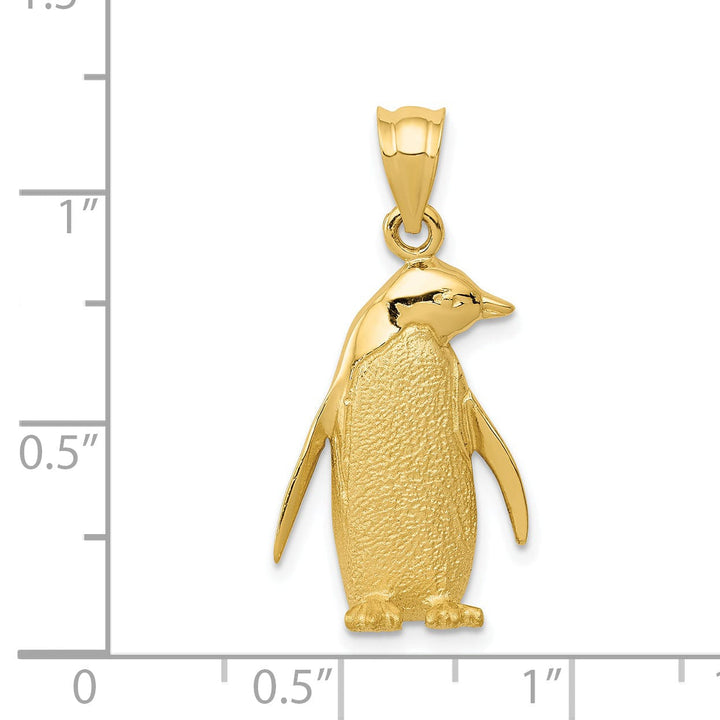 Lovely Rita's Pendants & Charms 14k Yellow Gold Polished Texture Finish Solid Penguin Charm Pendant