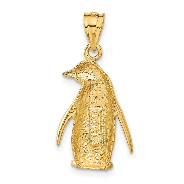 Lovely Rita's Pendants & Charms 14k Yellow Gold Polished Texture Finish Solid Penguin Charm Pendant