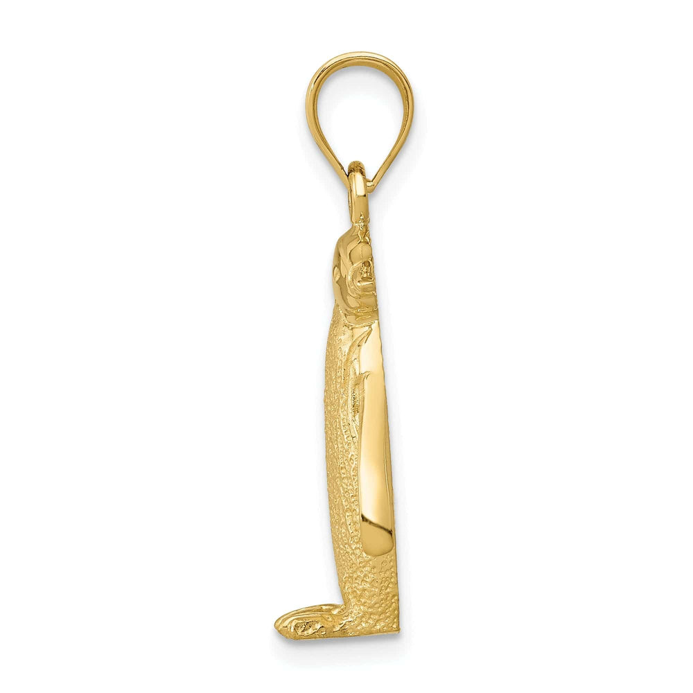 Lovely Rita's Pendants & Charms 14k Yellow Gold Polished Texture Finish Solid Penguin Charm Pendant