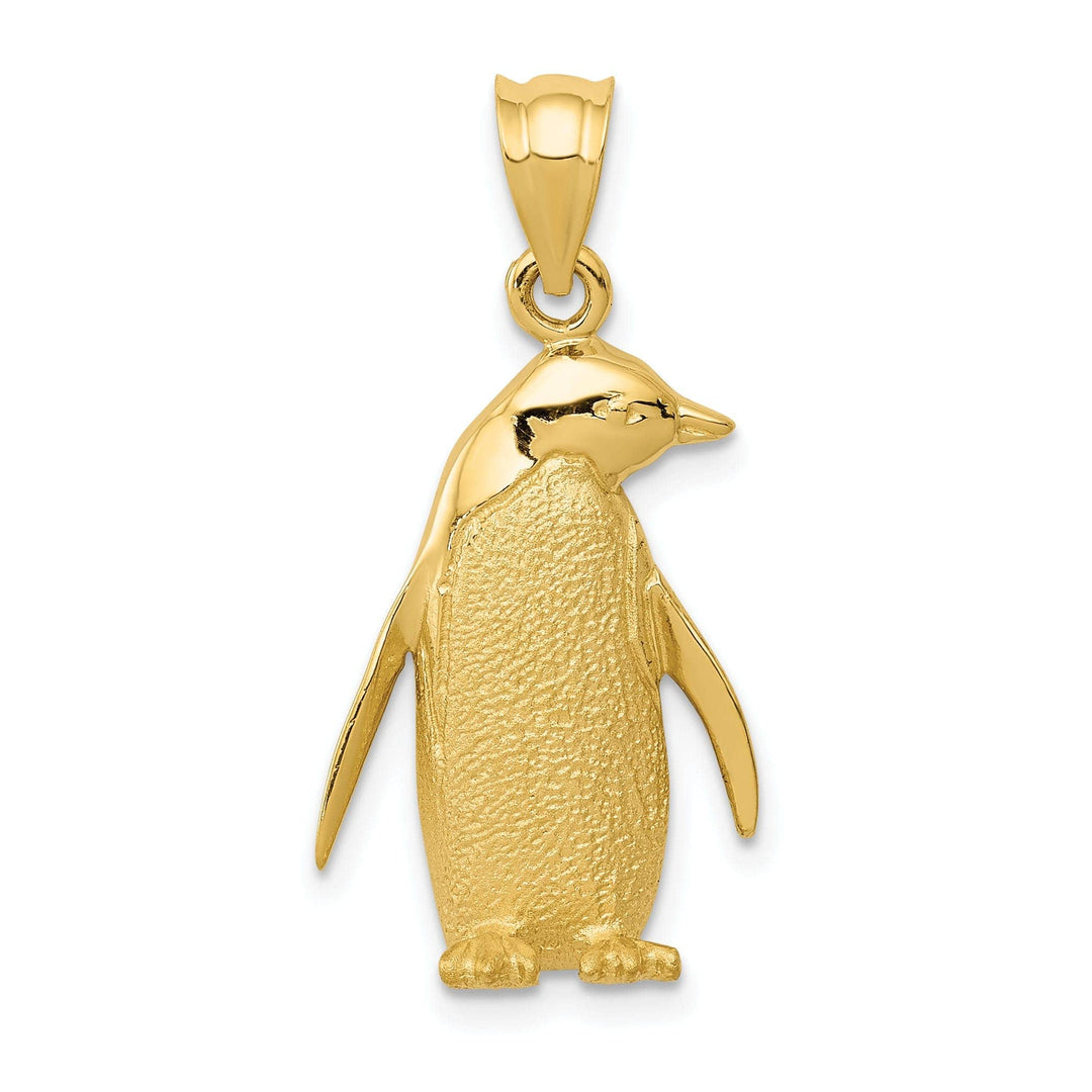 Lovely Rita's Pendants & Charms 14k Yellow Gold Polished Texture Finish Solid Penguin Charm Pendant