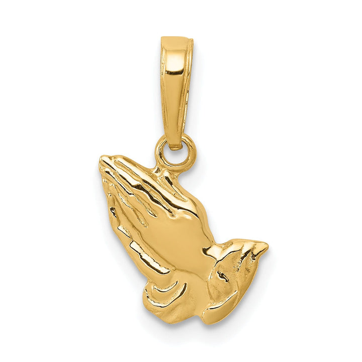 Lovely Rita's Pendants & Charms 14k Yellow Gold Polished Texture Finish Solid Praying Hands Pendant