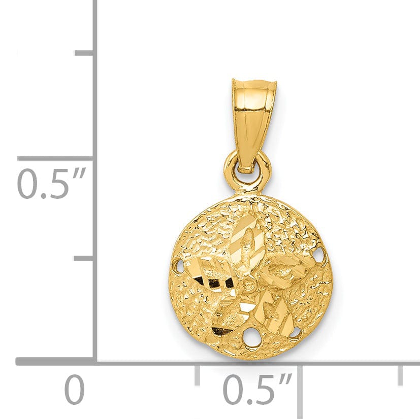 Lovely Rita's Pendants & Charms 14K Yellow Gold Polished Texture Finish Solid Sea Sand Dollar Charm Pendant