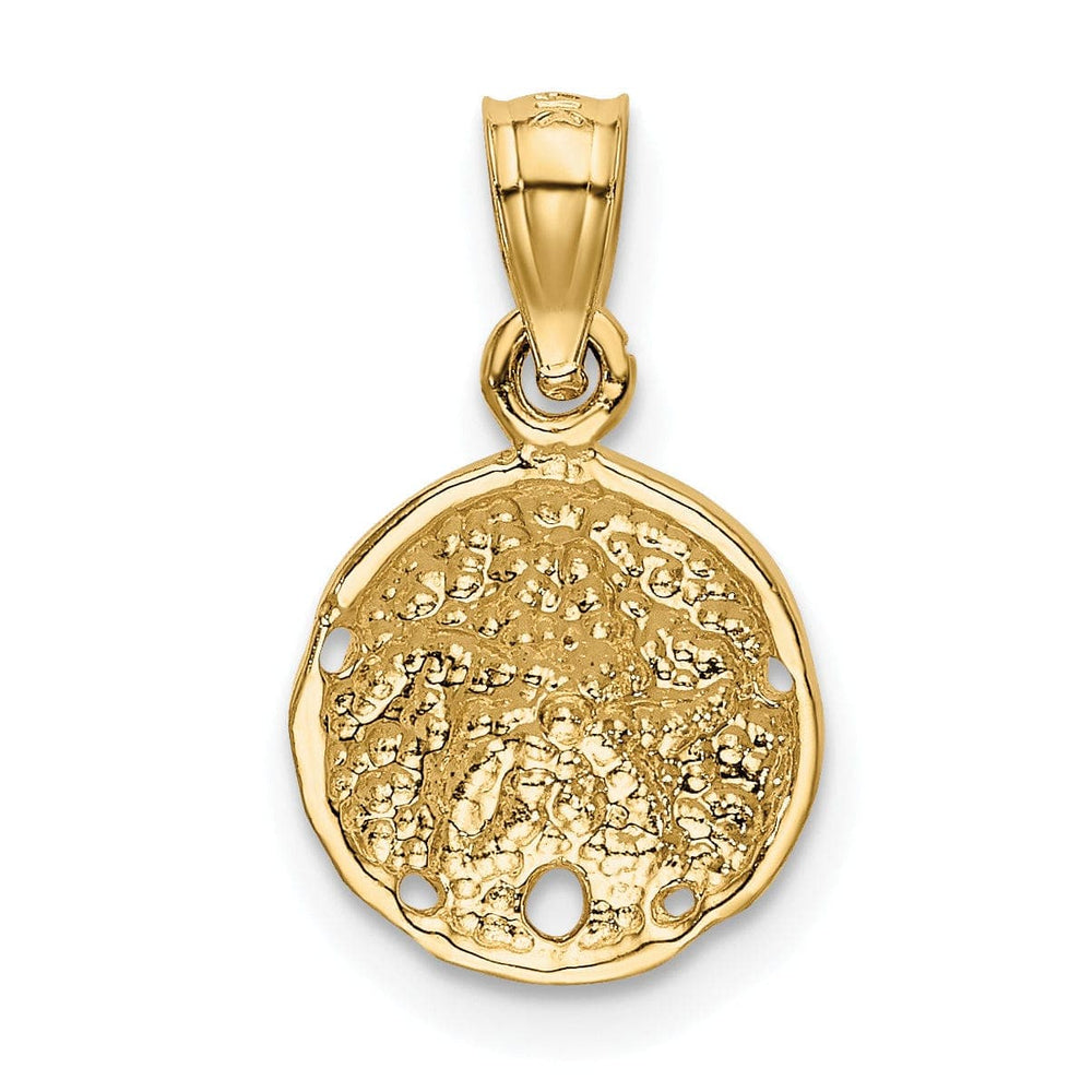 Lovely Rita's Pendants & Charms 14K Yellow Gold Polished Texture Finish Solid Sea Sand Dollar Charm Pendant