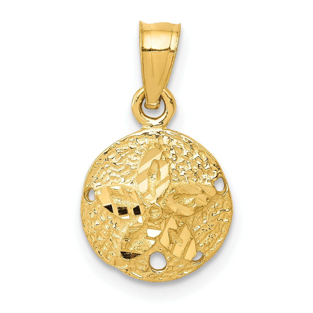 Lovely Rita's Pendants & Charms 14K Yellow Gold Polished Texture Finish Solid Sea Sand Dollar Charm Pendant