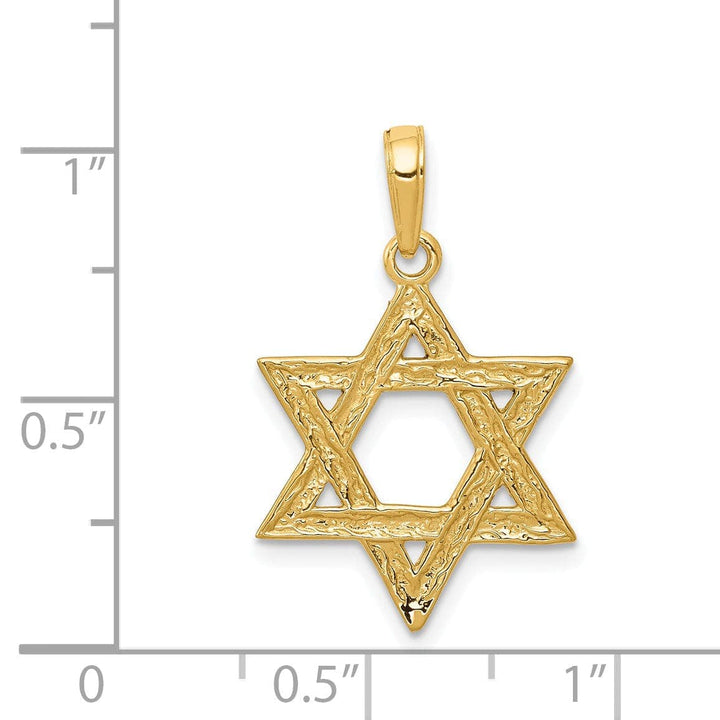 Lovely Rita's Pendants & Charms 14K Yellow Gold Polished Texture Finish Solid Star of David Pendant