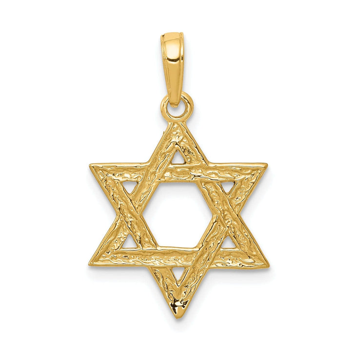 Lovely Rita's Pendants & Charms 14K Yellow Gold Polished Texture Finish Solid Star of David Pendant