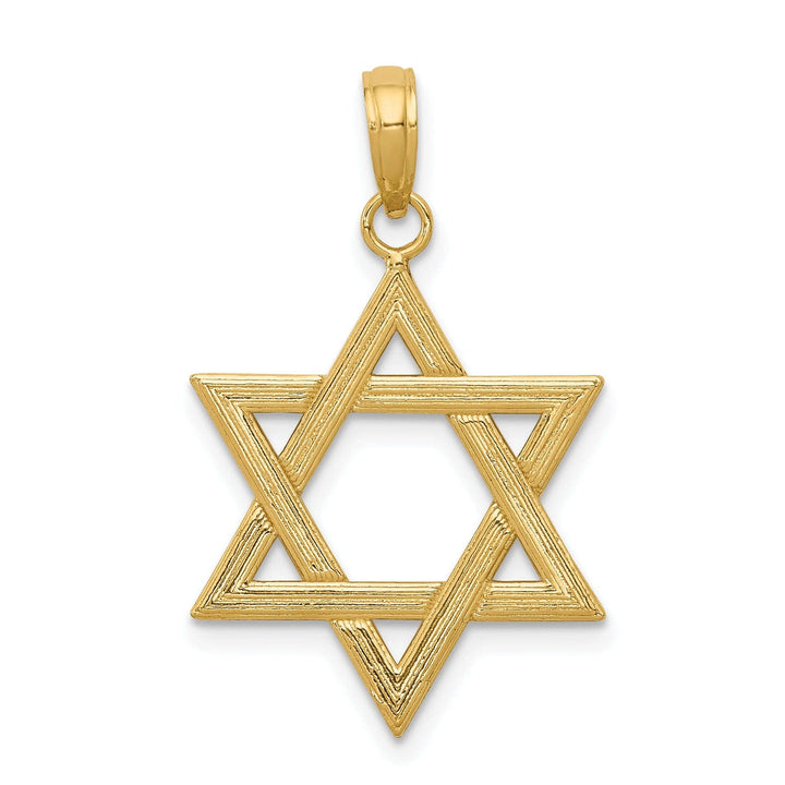 Lovely Rita's Pendants & Charms 14K Yellow Gold Polished Texture Finish Solid Star of David Pendant