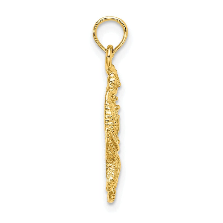 Lovely Rita's Pendants & Charms 14K Yellow Gold Polished Texture Finish Solid Starfish and Seahorse Design Charm Pendant