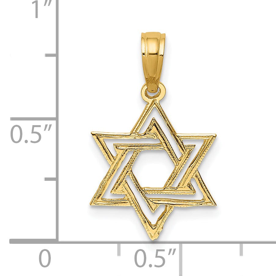 Lovely Rita's Pendants & Charms 14K Yellow Gold Polished Texture Finish Star Of David Pendant