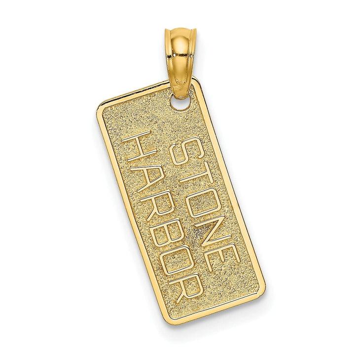 Lovely Rita's Pendants & Charms 14K Yellow Gold Polished Texture Finish STONE HARBOR License Plate Charm Pendant