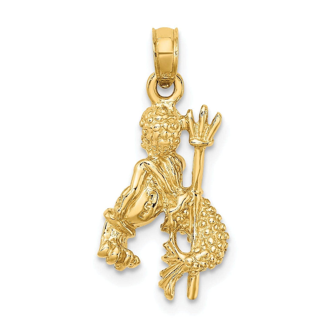 Lovely Rita's Pendants & Charms 14k Yellow Gold Polished Texture Finish3-D Aquarius Zodiac Charm Pendant