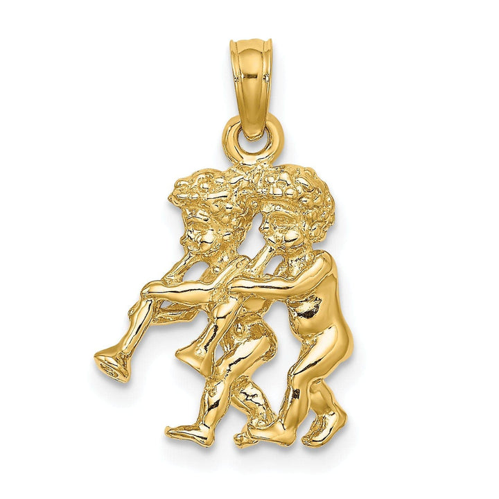 Lovely Rita's Pendants & Charms 14k Yellow Gold Polished Texture Finish3-D Gemini Zodiac Charm Pendant