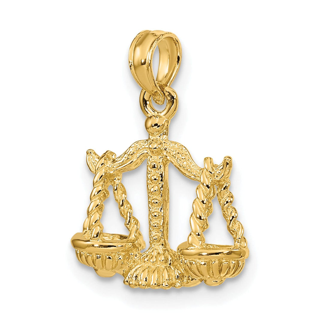 Lovely Rita's Pendants & Charms 14k Yellow Gold Polished Texture Finish3-D Libra Zodiac Charm Pendant