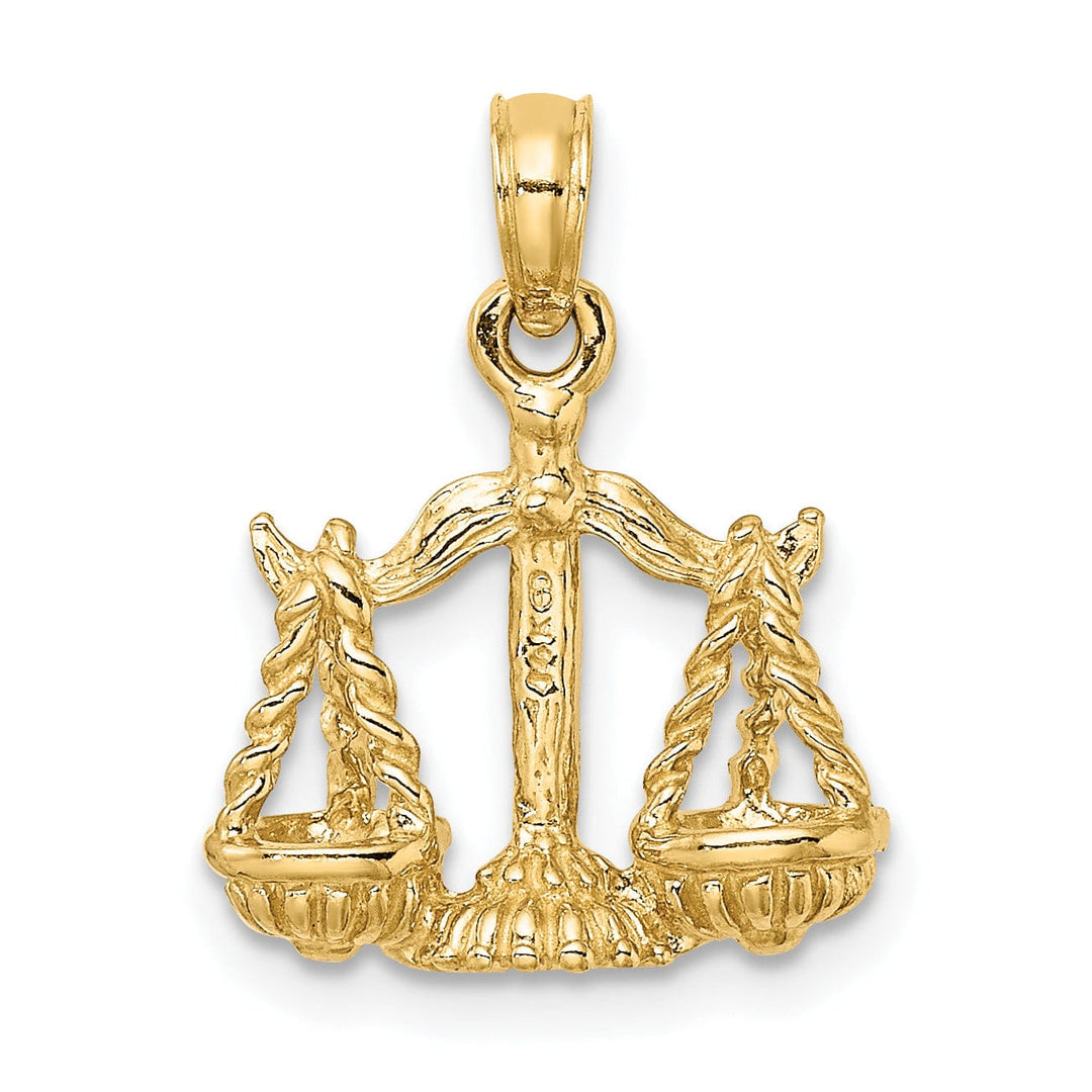 Lovely Rita's Pendants & Charms 14k Yellow Gold Polished Texture Finish3-D Libra Zodiac Charm Pendant