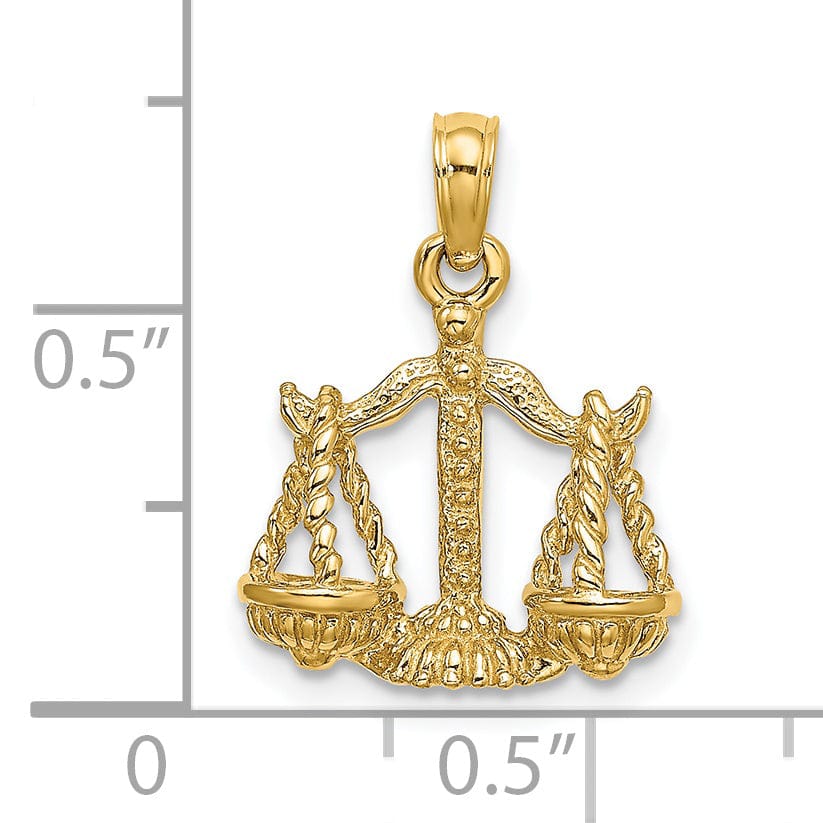 Lovely Rita's Pendants & Charms 14k Yellow Gold Polished Texture Finish3-D Libra Zodiac Charm Pendant