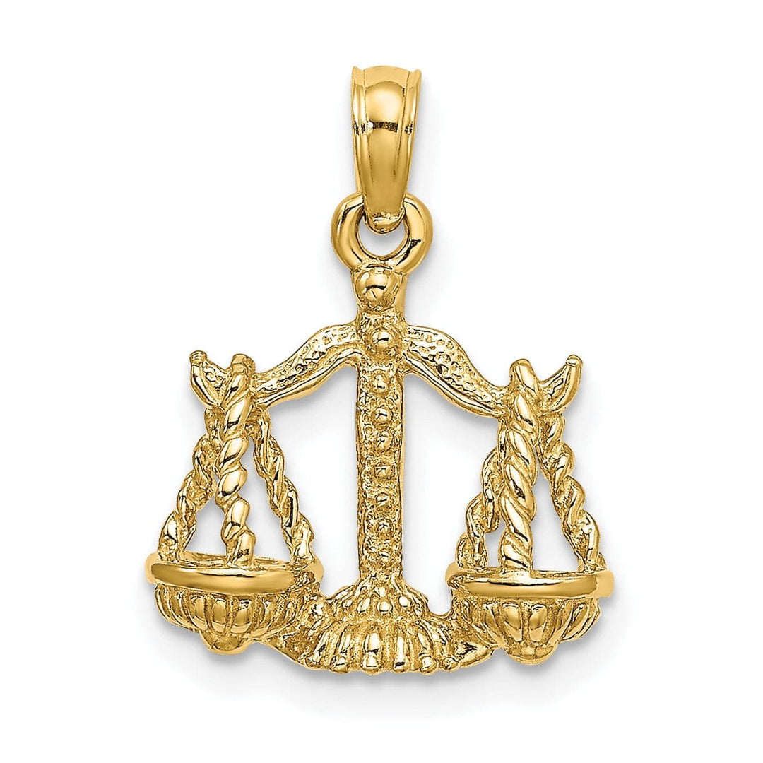 Lovely Rita's Pendants & Charms 14k Yellow Gold Polished Texture Finish3-D Libra Zodiac Charm Pendant