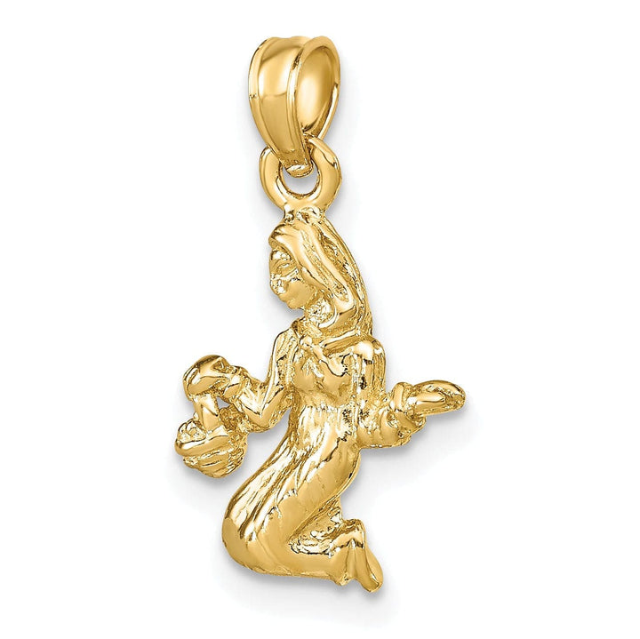 Lovely Rita's Pendants & Charms 14k Yellow Gold Polished Texture Finish3-D Virgo Zodiac Charm Pendant