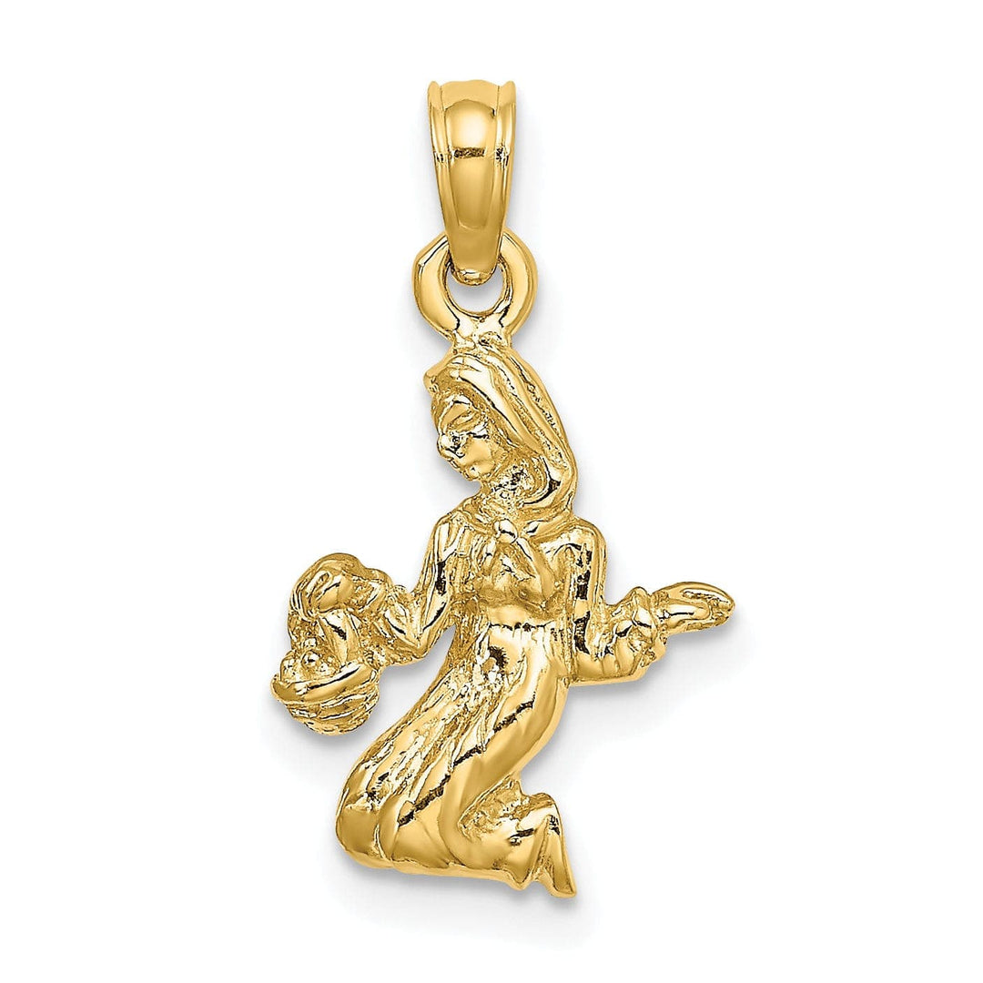 Lovely Rita's Pendants & Charms 14k Yellow Gold Polished Texture Finish3-D Virgo Zodiac Charm Pendant
