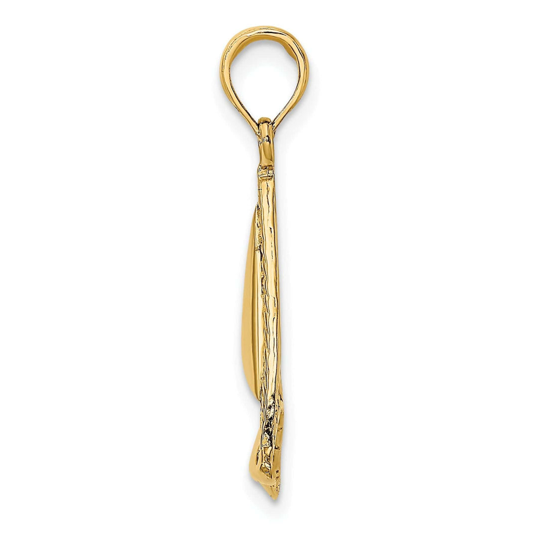 Lovely Rita's Pendants & Charms 14K Yellow Gold Polished Texture Finished 2-Dimensional Sailboat Design Charm Pendant