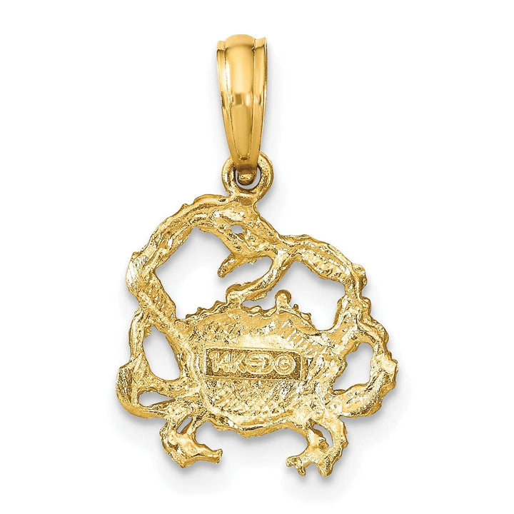 Lovely Rita's Pendants & Charms 14k Yellow Gold Polished Texture Finished Blue Claw Crab Charm Pendant