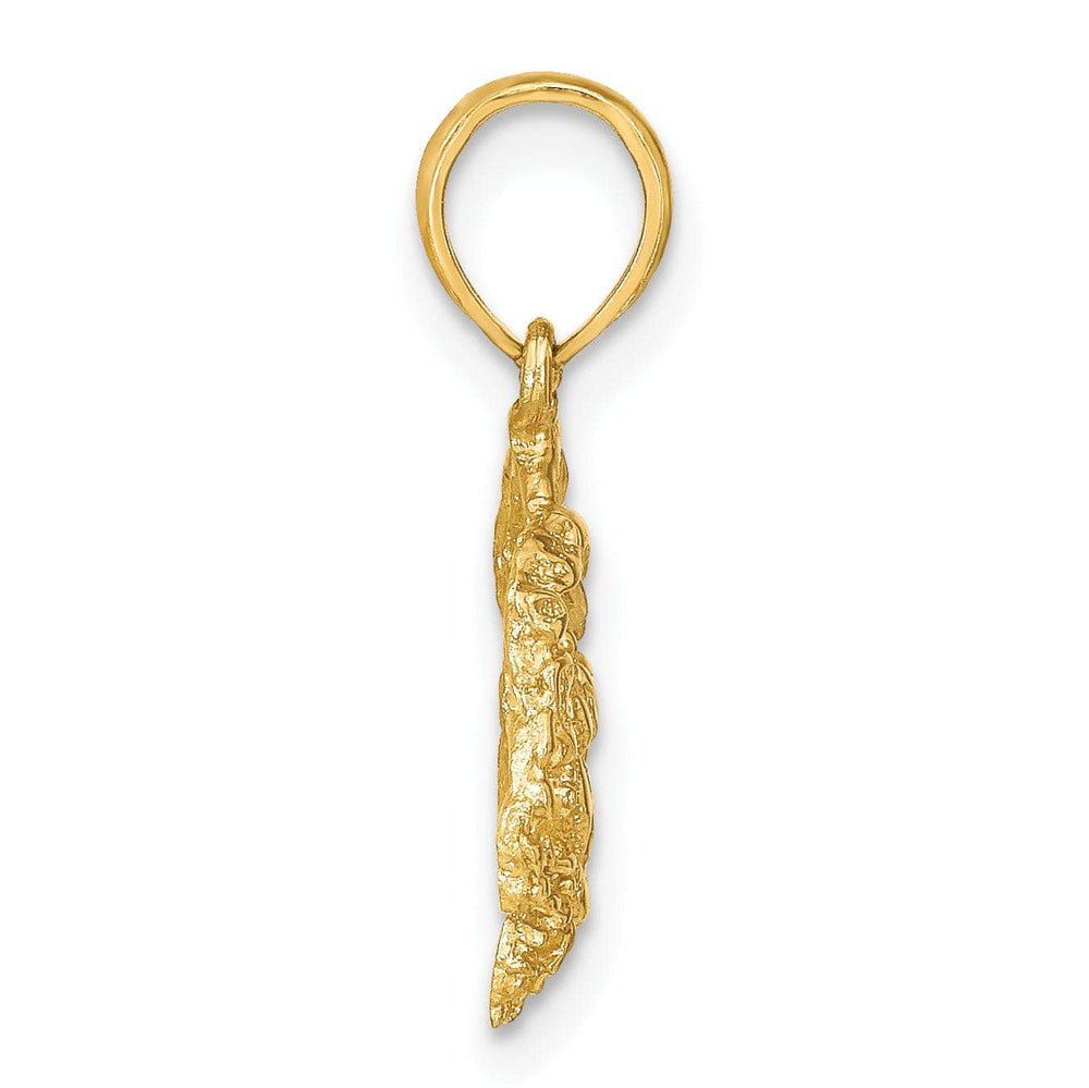 Lovely Rita's Pendants & Charms 14k Yellow Gold Polished Texture Finished Blue Claw Crab Charm Pendant