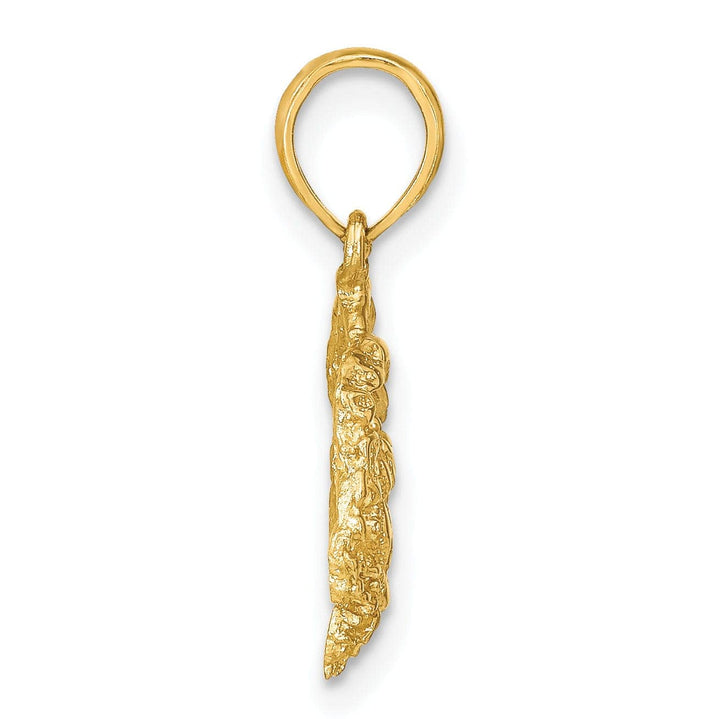 Lovely Rita's Pendants & Charms 14k Yellow Gold Polished Texture Finished Blue Claw Crab Charm Pendant