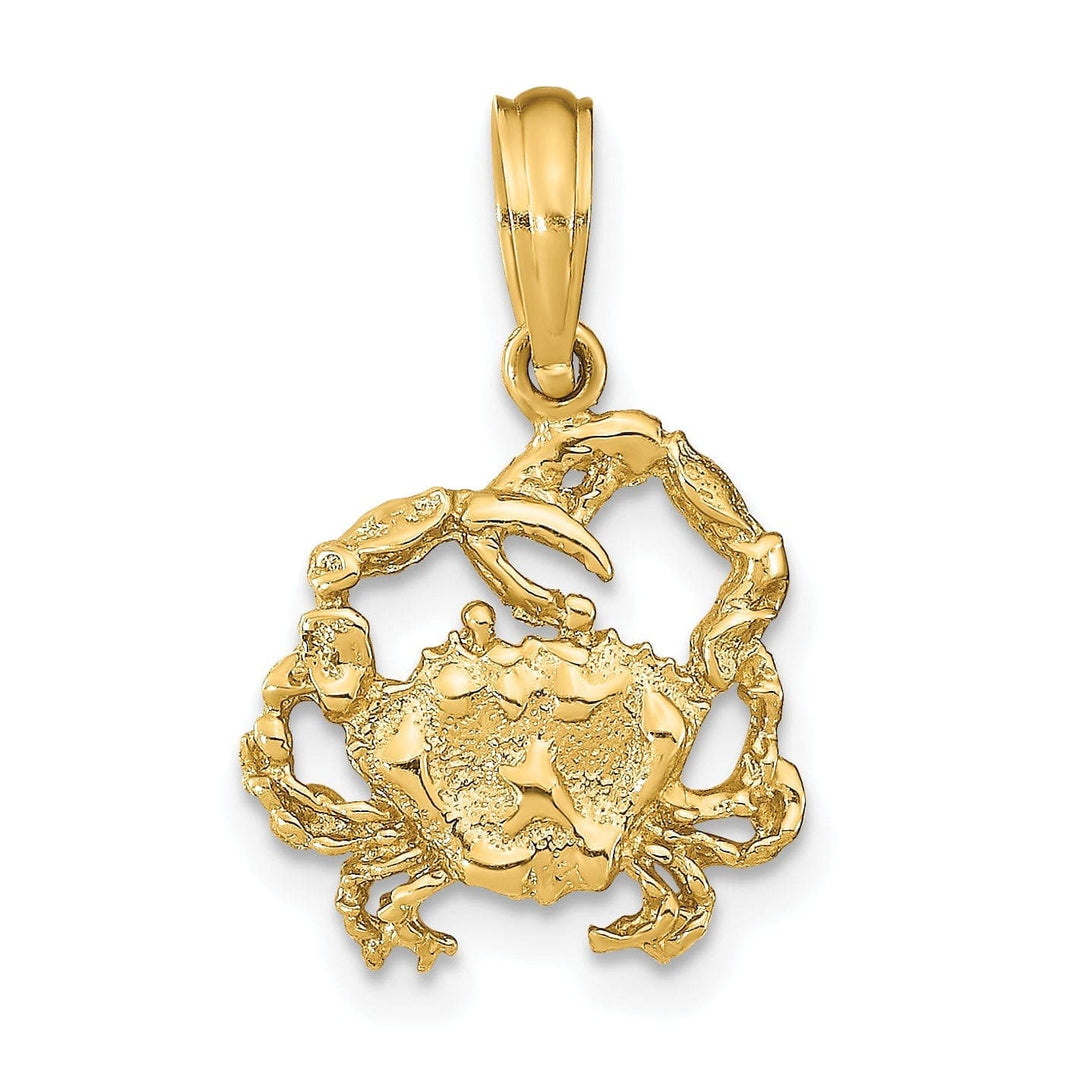Lovely Rita's Pendants & Charms 14k Yellow Gold Polished Texture Finished Blue Claw Crab Charm Pendant