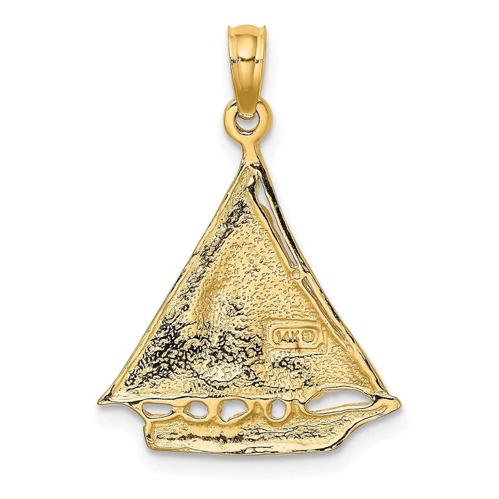Lovely Rita's Pendants & Charms 14K Yellow Gold Polished Texture Finished Sailboat Design Charm Pendant