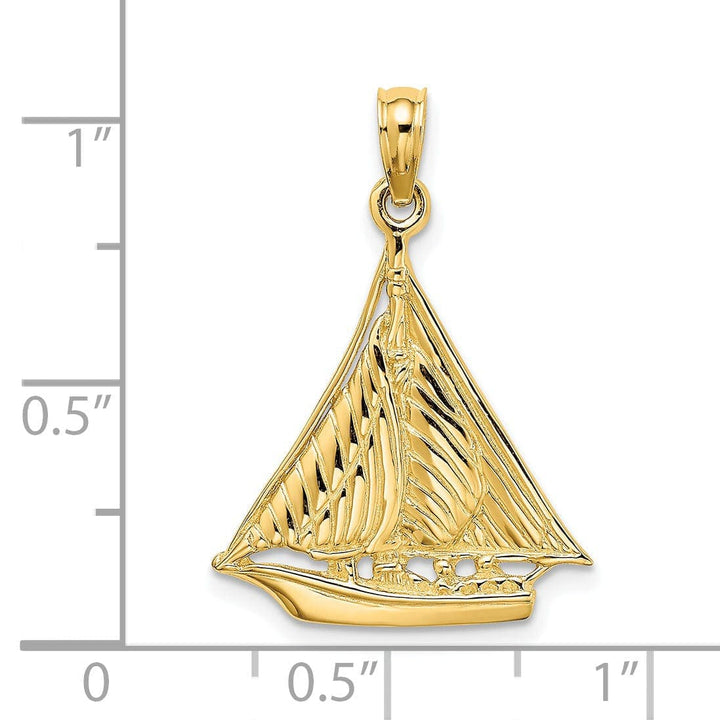 Lovely Rita's Pendants & Charms 14K Yellow Gold Polished Texture Finished Sailboat Design Charm Pendant