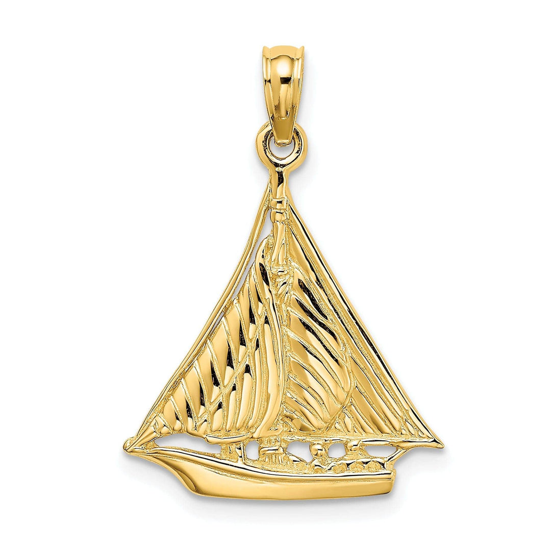 Lovely Rita's Pendants & Charms 14K Yellow Gold Polished Texture Finished Sailboat Design Charm Pendant