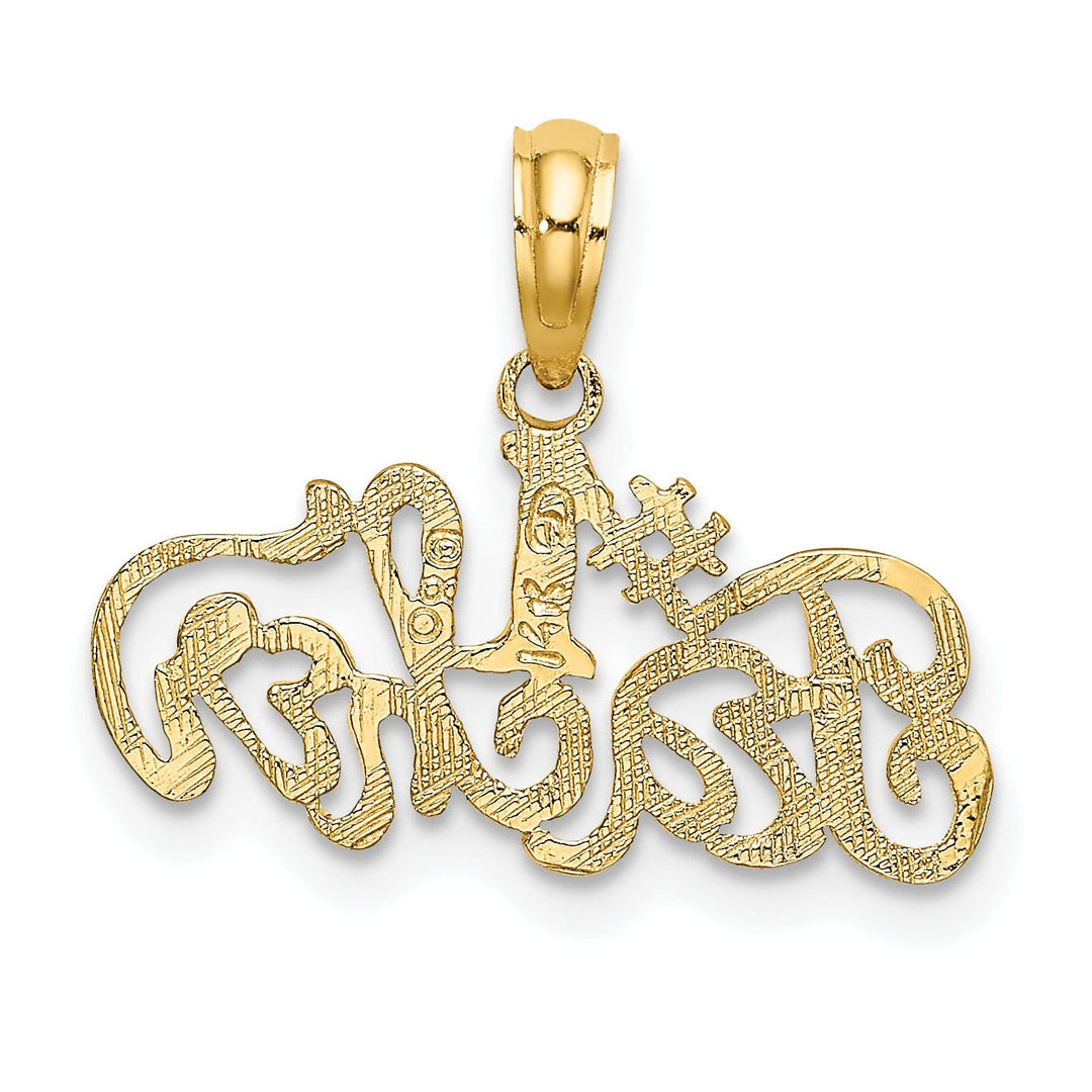 Lovely Rita's Pendants & Charms 14K Yellow Gold Polished Textured #1 TEACHER Charm Design Pendant