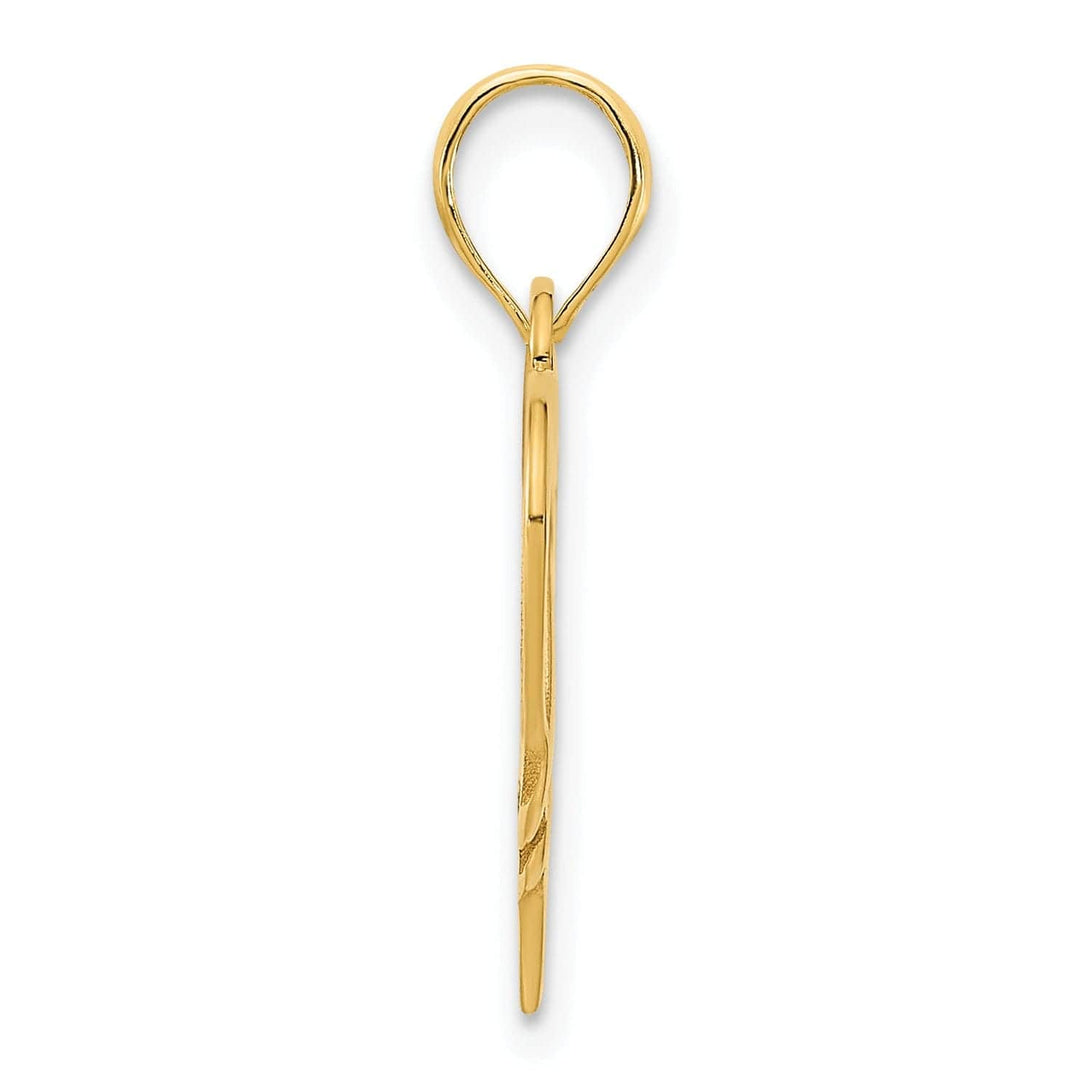 Lovely Rita's Pendants & Charms 14k Yellow Gold Polished Textured Back Black Epoxy Finish Te Amo in Fancy Heart Design Charm Pendant