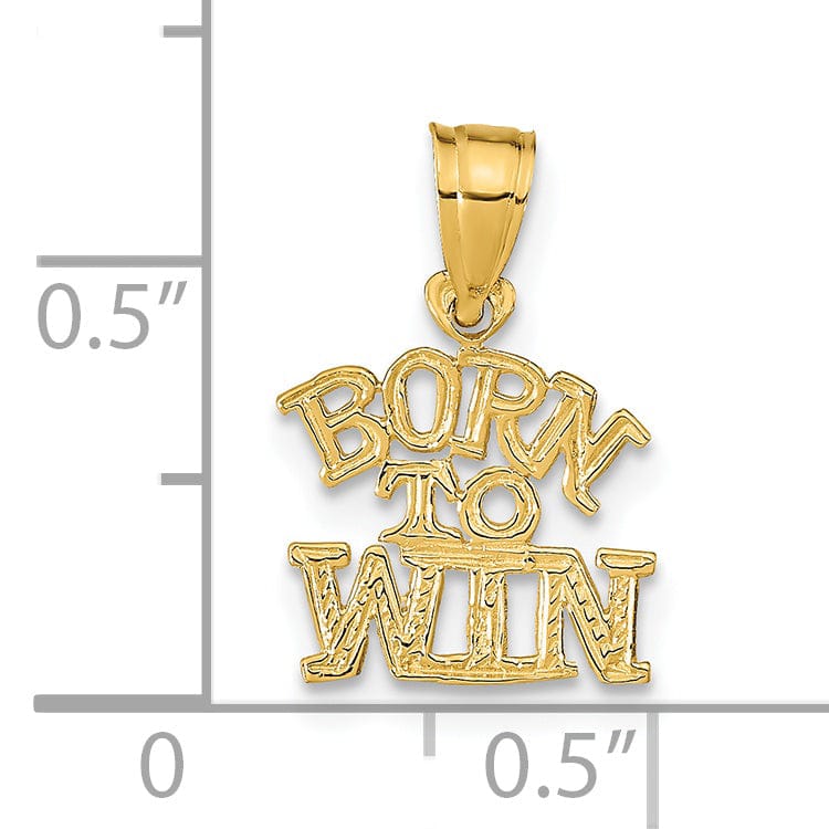 Lovely Rita's Pendants & Charms 14K Yellow Gold Polished Textured BORN TO WIN Charm Pendant