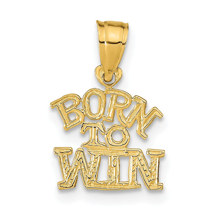 Lovely Rita's Pendants & Charms 14K Yellow Gold Polished Textured BORN TO WIN Charm Pendant