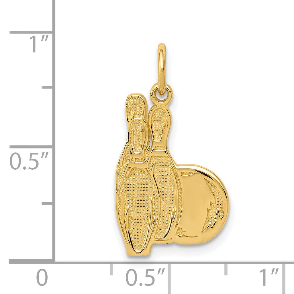 Lovely Rita's Pendants & Charms 14K Yellow Gold Polished Textured Bowling Pins Charm Pendant