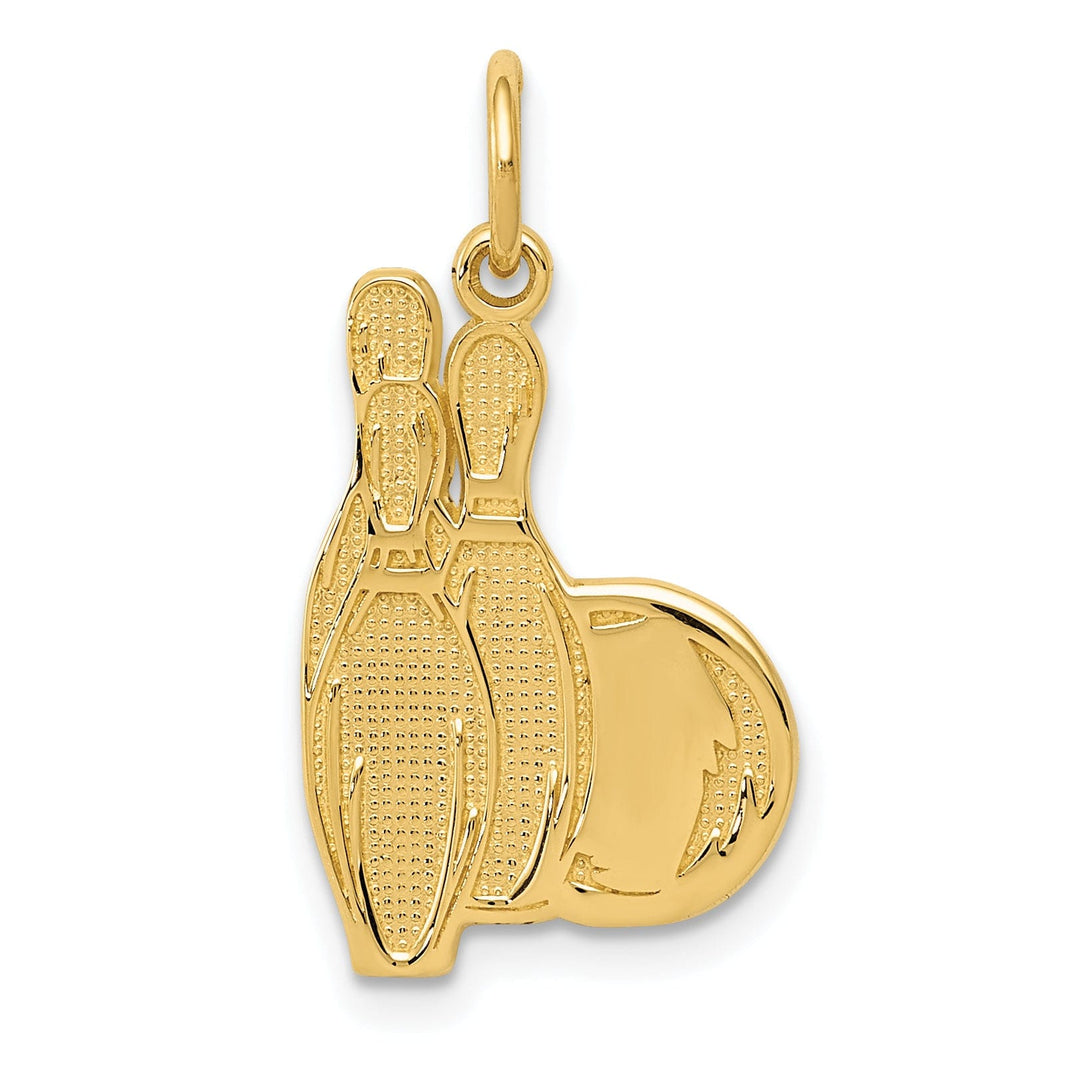 Lovely Rita's Pendants & Charms 14K Yellow Gold Polished Textured Bowling Pins Charm Pendant