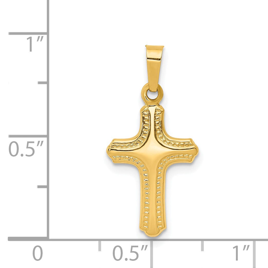 Lovely Rita's Pendants & Charms 14k Yellow Gold Polished Textured Cross Pendant