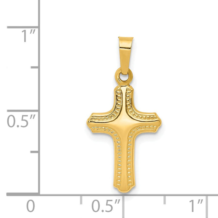 Lovely Rita's Pendants & Charms 14k Yellow Gold Polished Textured Cross Pendant