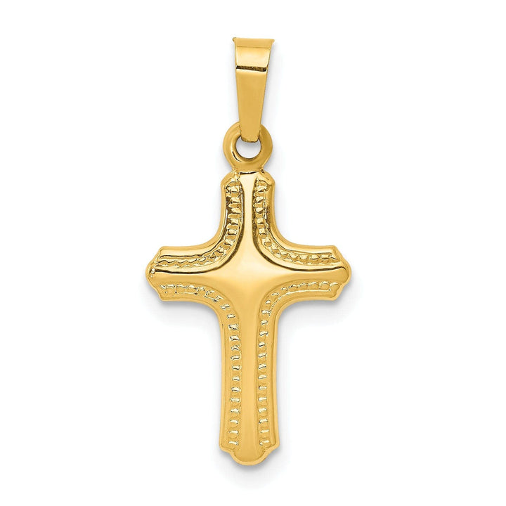 Lovely Rita's Pendants & Charms 14k Yellow Gold Polished Textured Cross Pendant