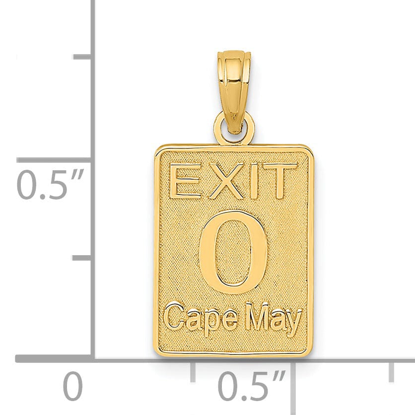 Lovely Rita's Pendants & Charms 14k Yellow Gold Polished Textured Finish 0 EXIT CAPE MAY Marker Charm Pendant