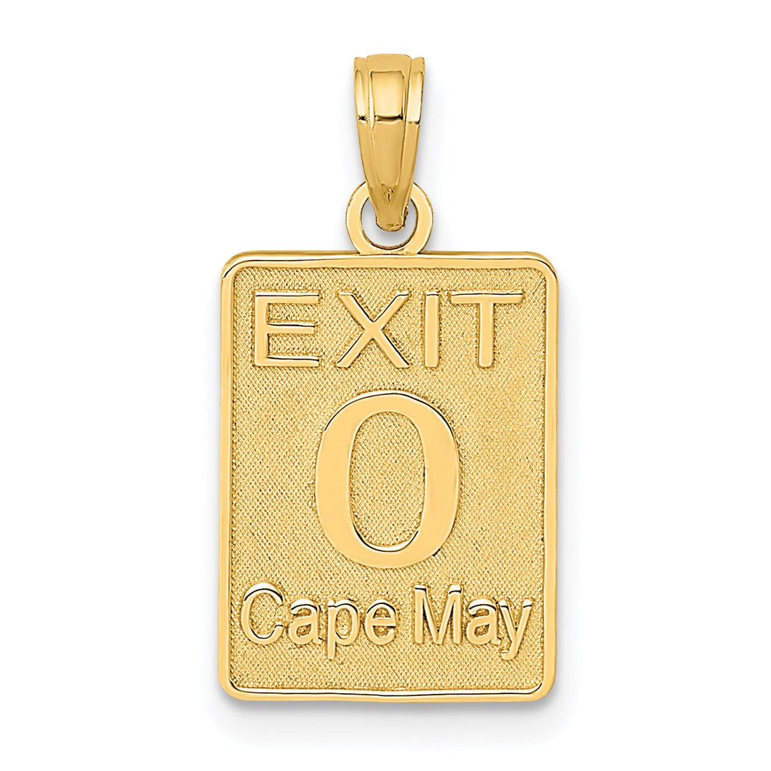 Lovely Rita's Pendants & Charms 14k Yellow Gold Polished Textured Finish 0 EXIT CAPE MAY Marker Charm Pendant