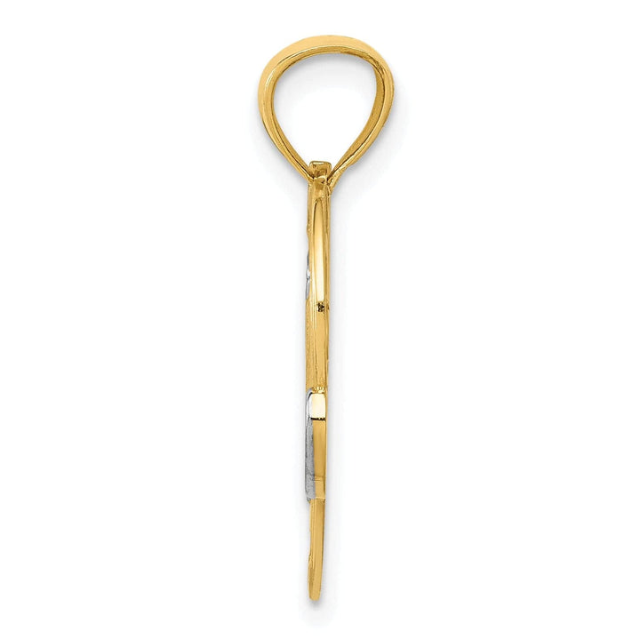 Lovely Rita's Pendants & Charms 14k Yellow Gold Polished Textured Finish #1 MOM in Heart Design Pendant