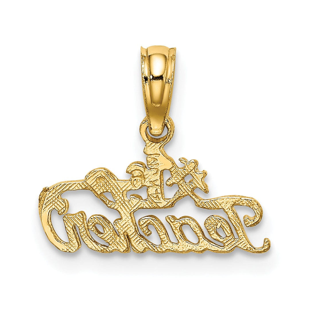 Lovely Rita's Pendants & Charms 14k Yellow Gold Polished Textured Finish #1 TEACHER Charm Pendant