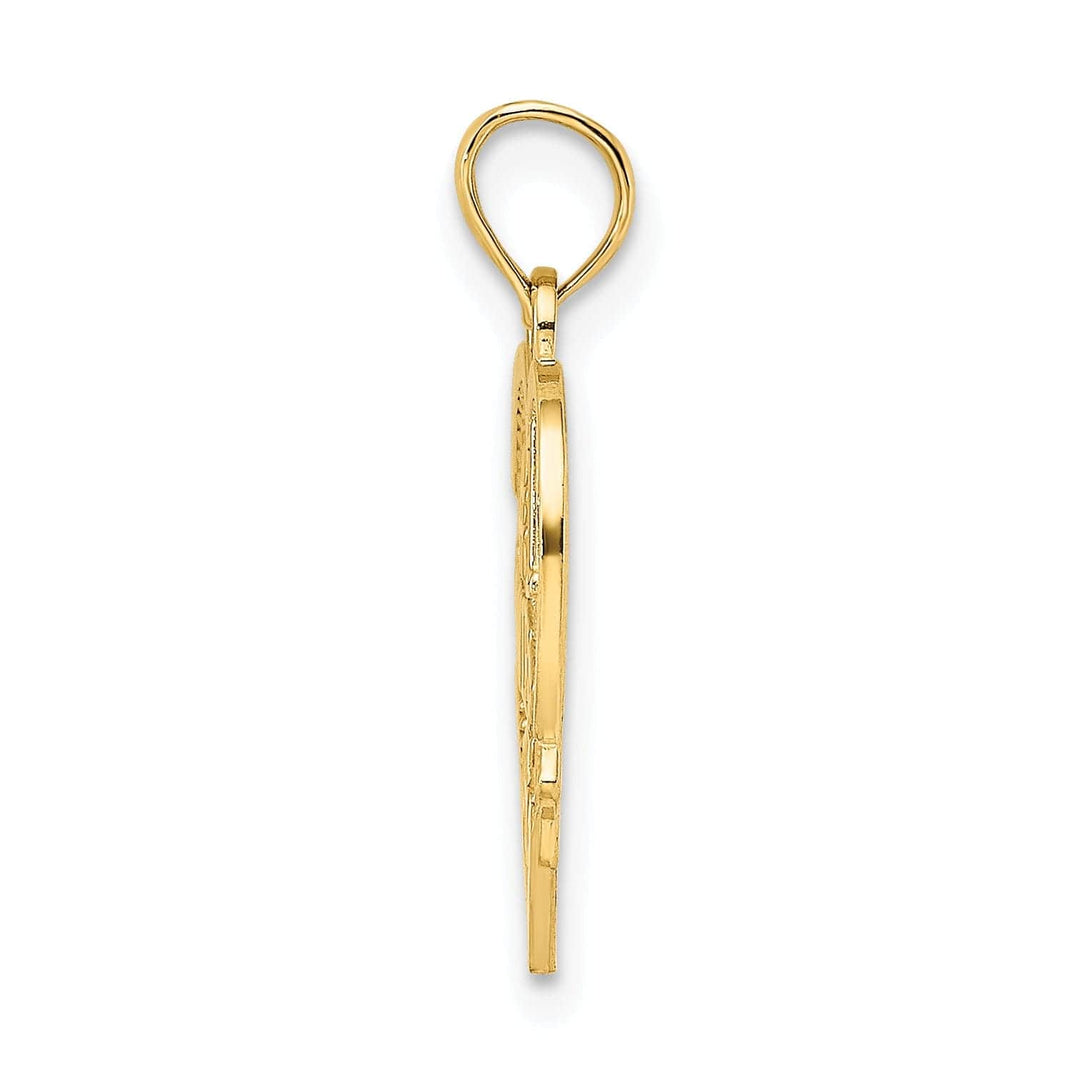 Lovely Rita's Pendants & Charms 14k Yellow Gold Polished Textured Finish #1 WIFE in Heart Shape Design Charm Pendant