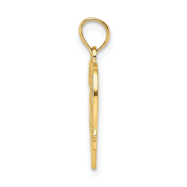 Lovely Rita's Pendants & Charms 14k Yellow Gold Polished Textured Finish #1 WIFE in Heart Shape Design Charm Pendant