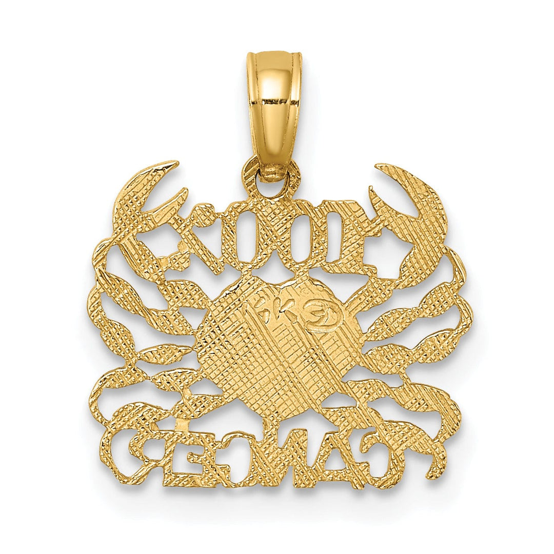 Lovely Rita's Pendants & Charms 14K Yellow Gold Polished Textured Finish 100% Zodiac CANCER Charm Pendant