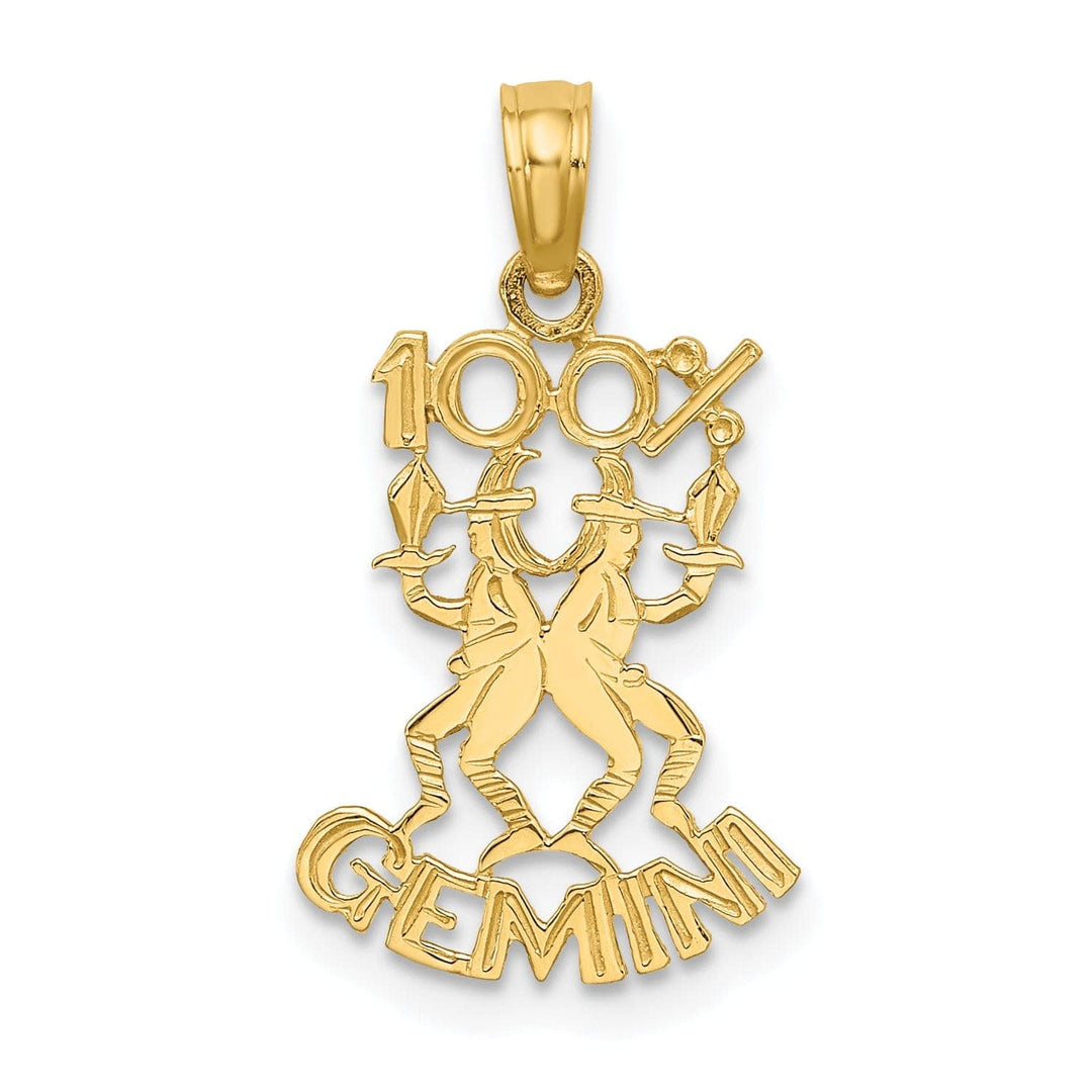 Lovely Rita's Pendants & Charms 14K Yellow Gold Polished Textured Finish 100% Zodiac GEMINI Charm Pendant